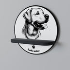 LABRADOR DOG Prateleira Redonda Decorativa em Acabamento Preto