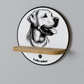 LABRADOR DOG Round Art Shelf In Oak Effect