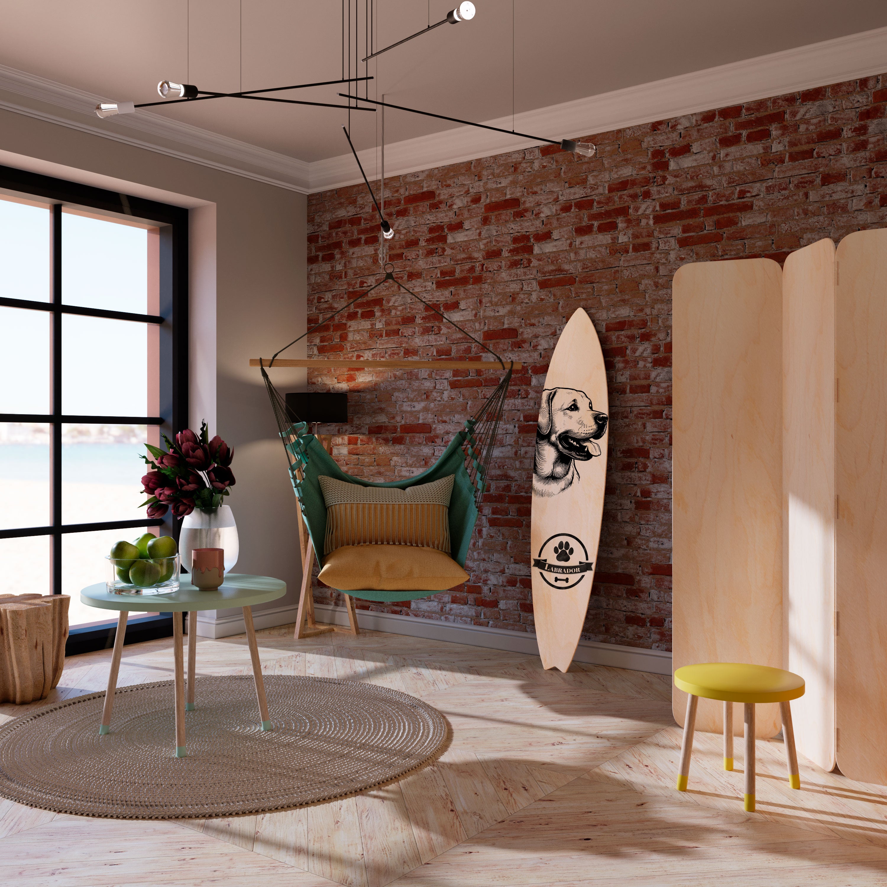 LABRADOR DOG Painel Decorativo Prancha de Surf