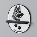 WHITE SHEPHERD DOG Prateleira Oval Decorativa em Acabamento Preto