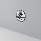 WHITE SHEPHERD DOG Prateleira Oval Decorativa em Acabamento Preto