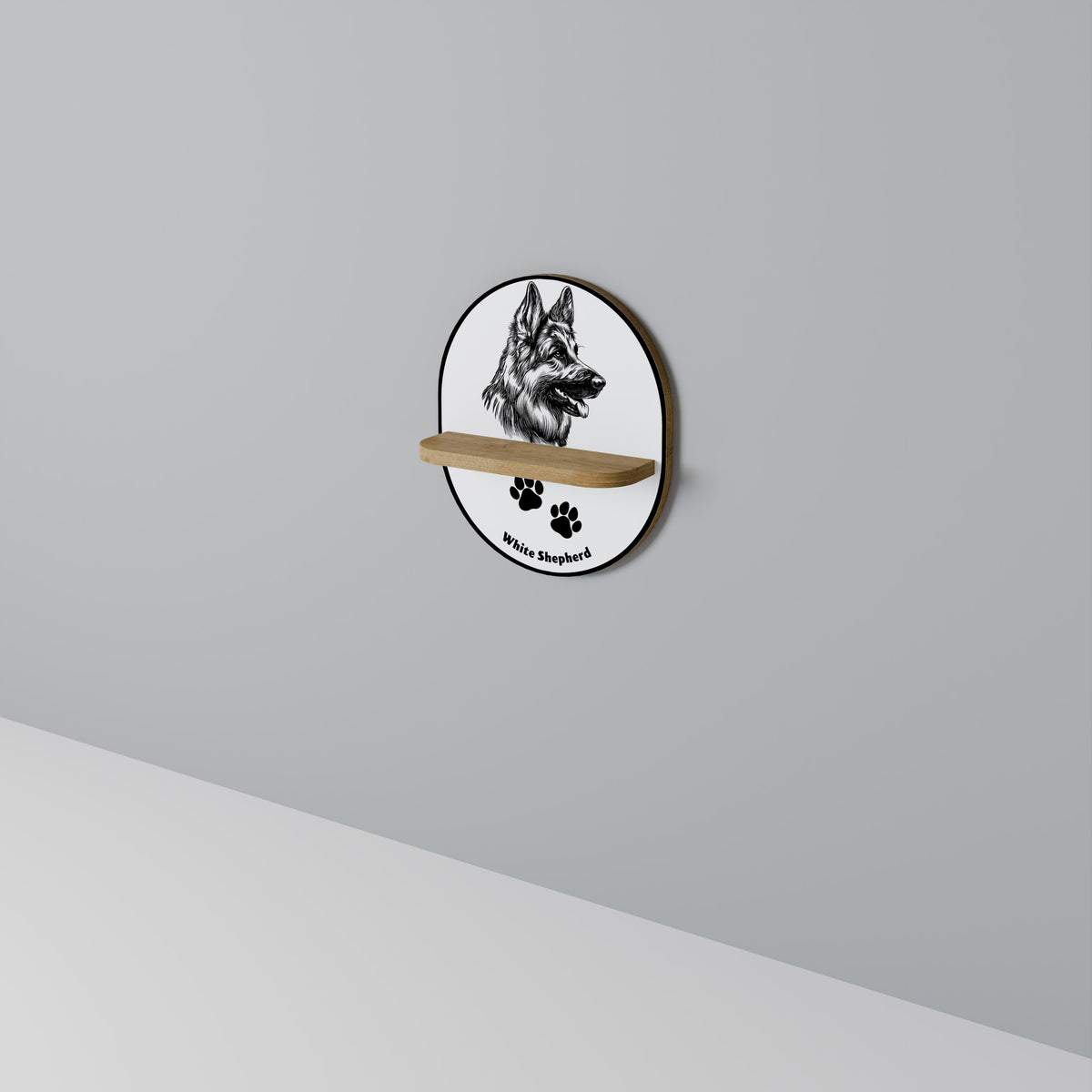 WHITE SHEPHERD DOG Art Shelf