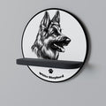 WHITE SHEPHERD DOG Prateleira Redonda Decorativa em Acabamento Preto