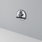 WHITE SHEPHERD DOG Prateleira Redonda Decorativa em Acabamento Preto