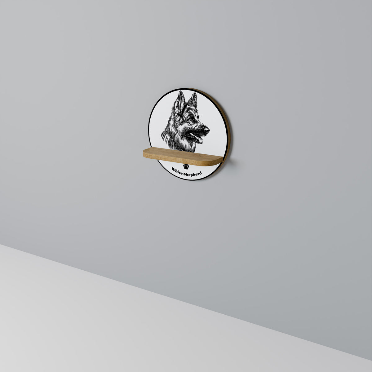 WHITE SHEPHERD DOG Art Shelf