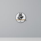 WHITE SHEPHERD DOG Round Art Shelf In Oak Effect