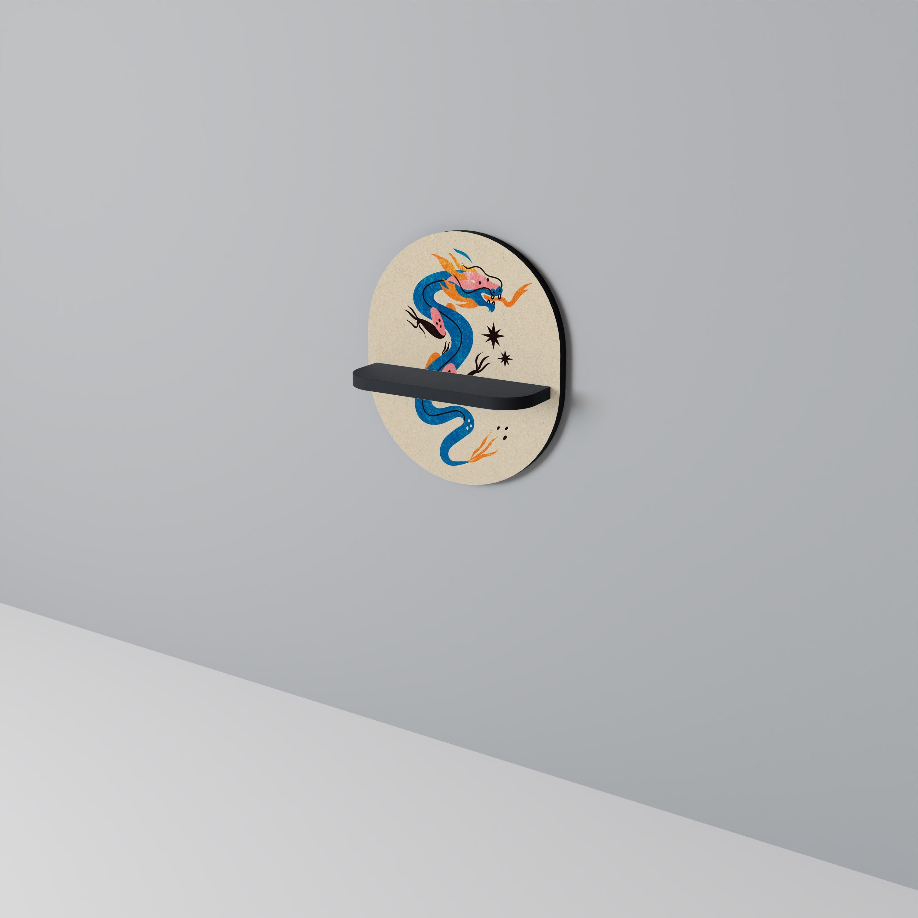 MYTHOLOGICAL CREATURES Prateleira Oval Decorativa em Acabamento Preto