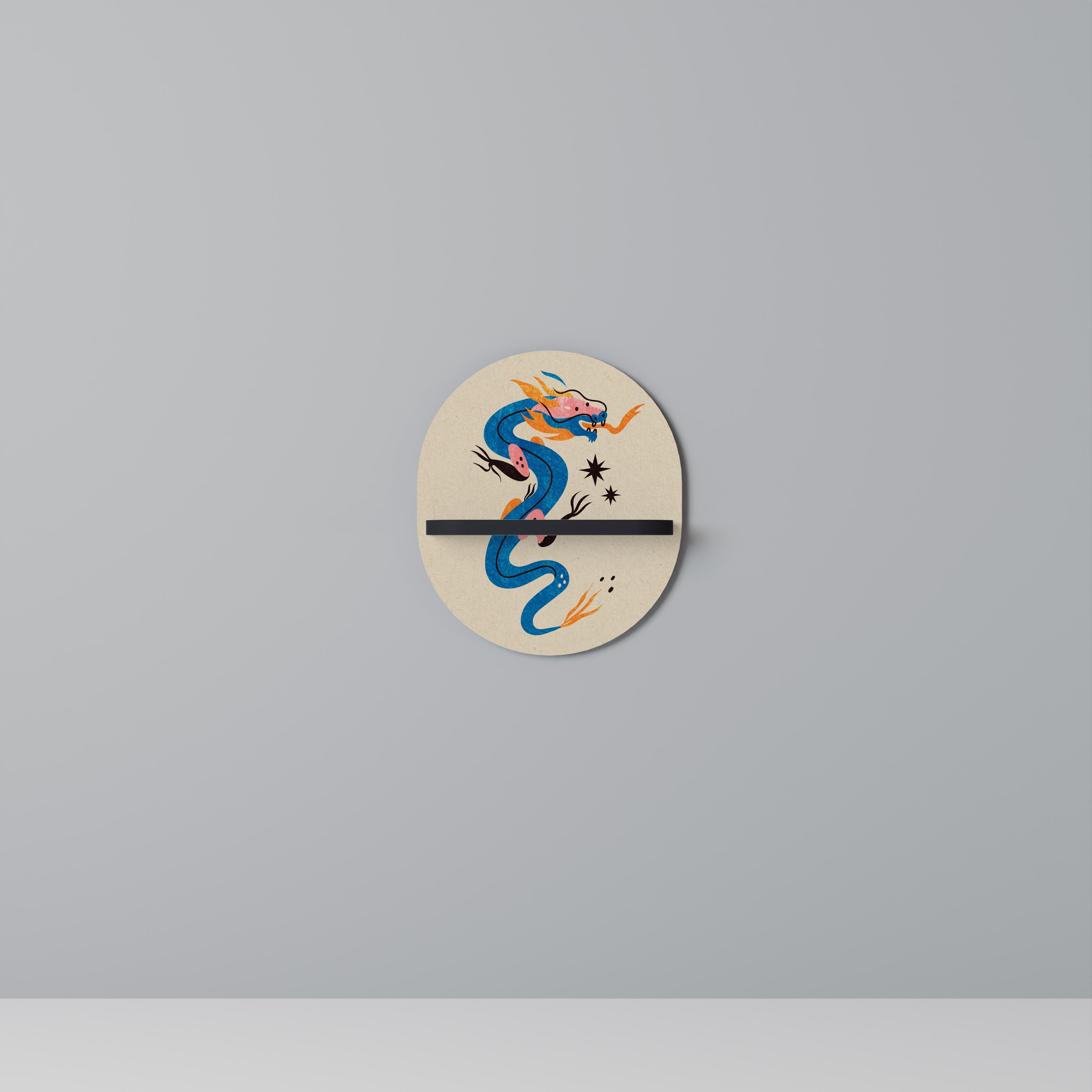 MYTHOLOGICAL CREATURES Prateleira Oval Decorativa em Acabamento Preto