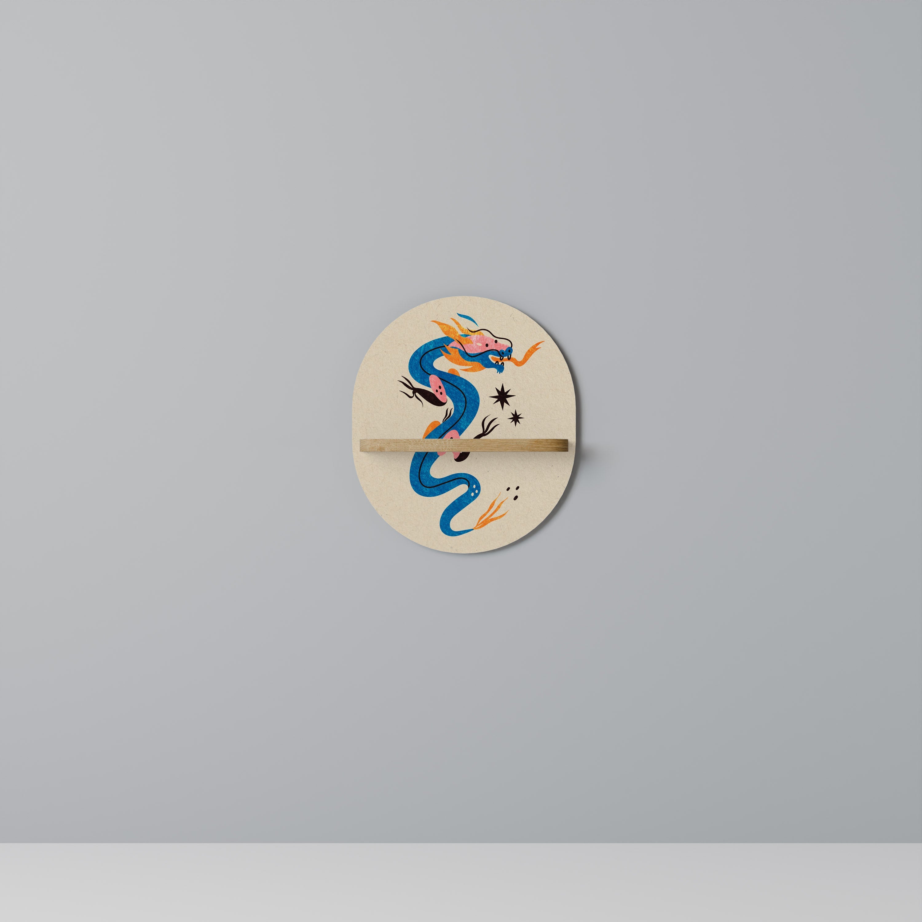 MYTHOLOGICAL CREATURES Prateleira Oval Decorativa em Efeito Carvalho