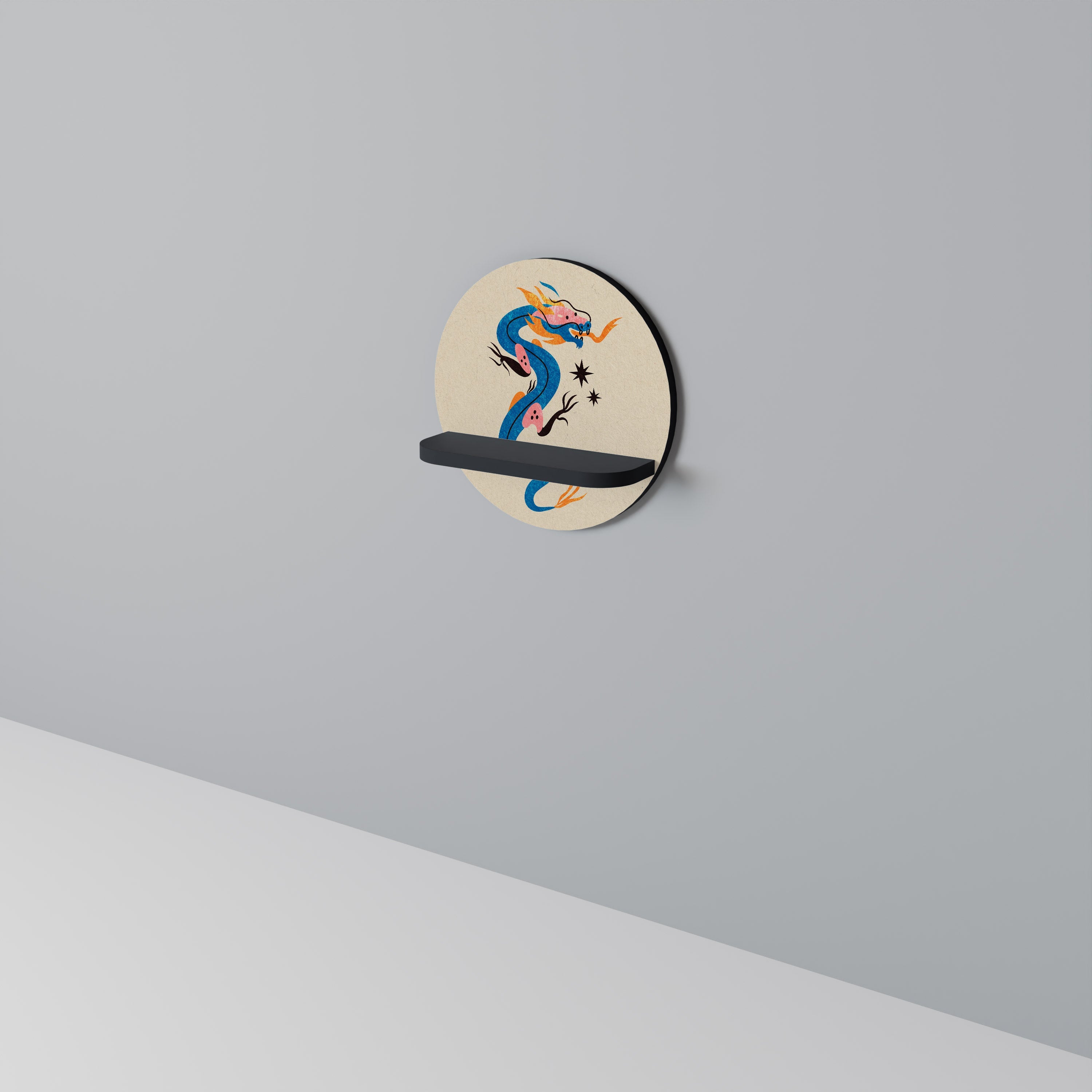 MYTHOLOGICAL CREATURES Prateleira Redonda Decorativa em Acabamento Preto