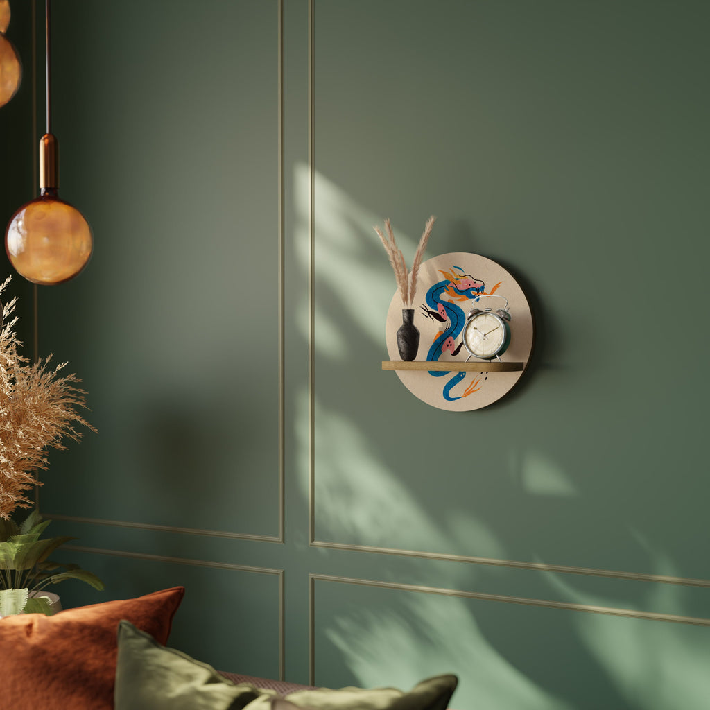 MYTHOLOGICAL CREATURES Prateleira Redonda Decorativa em Efeito Carvalho