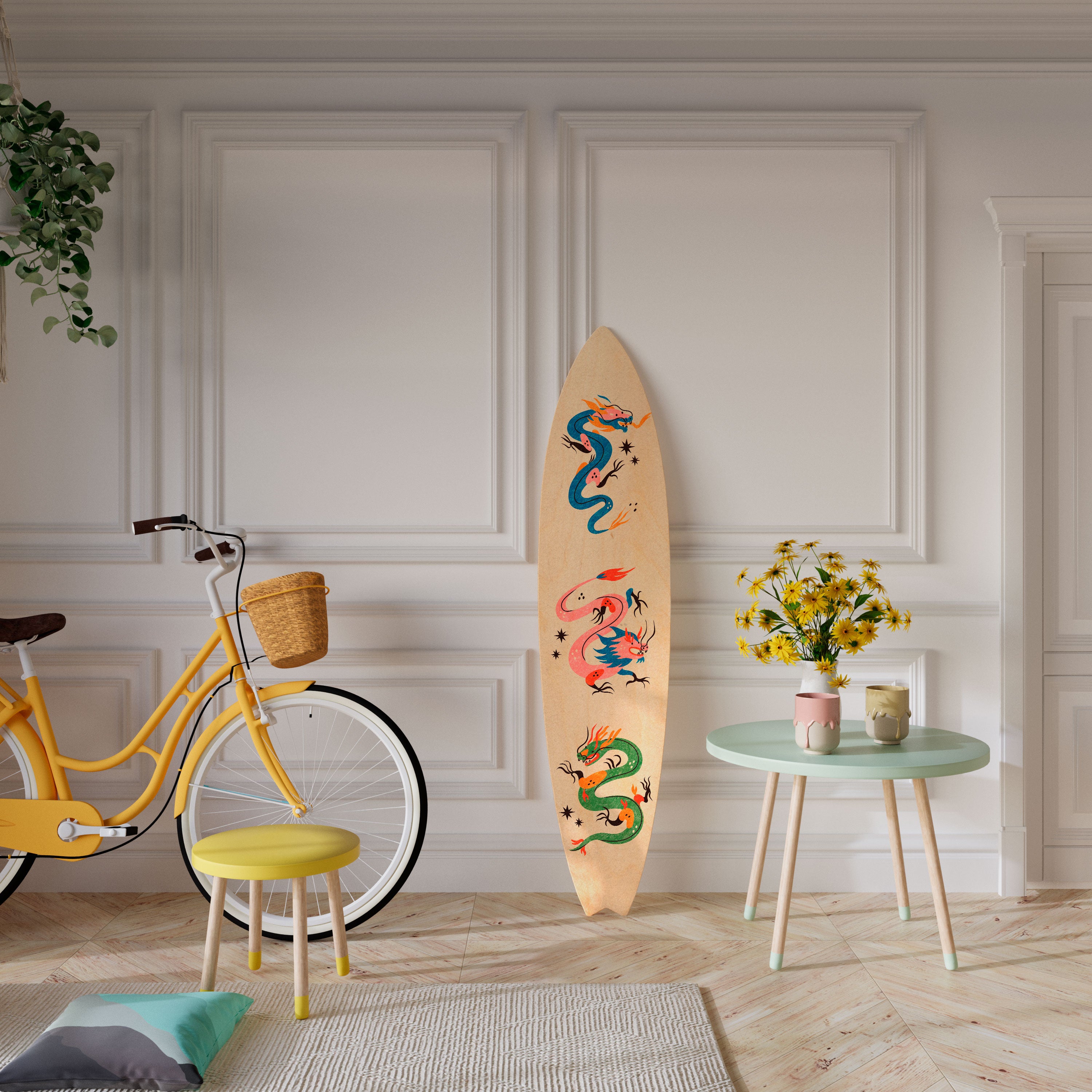 MYTHOLOGICAL CREATURES Decorative Plywood Surfboard