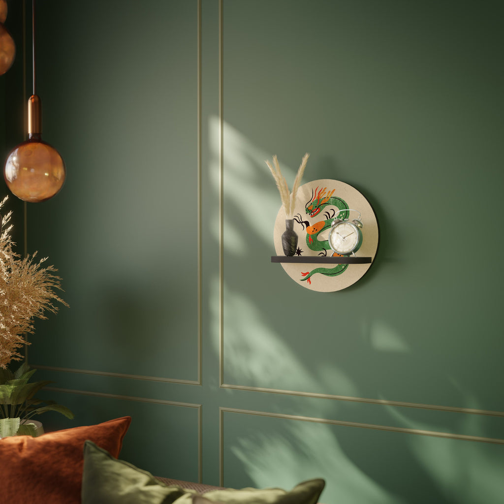 GREEN SKY GUARDIAN Prateleira Redonda Decorativa em Acabamento Preto