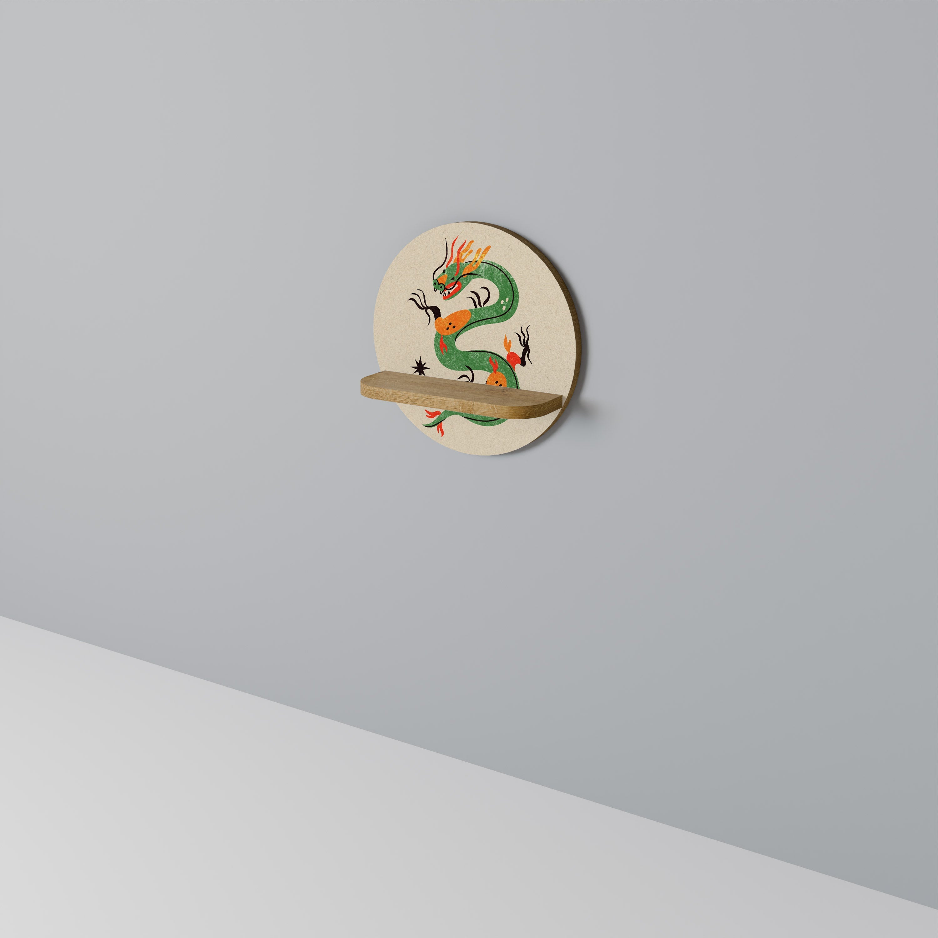 GREEN SKY GUARDIAN Prateleira Redonda Decorativa em Efeito Carvalho