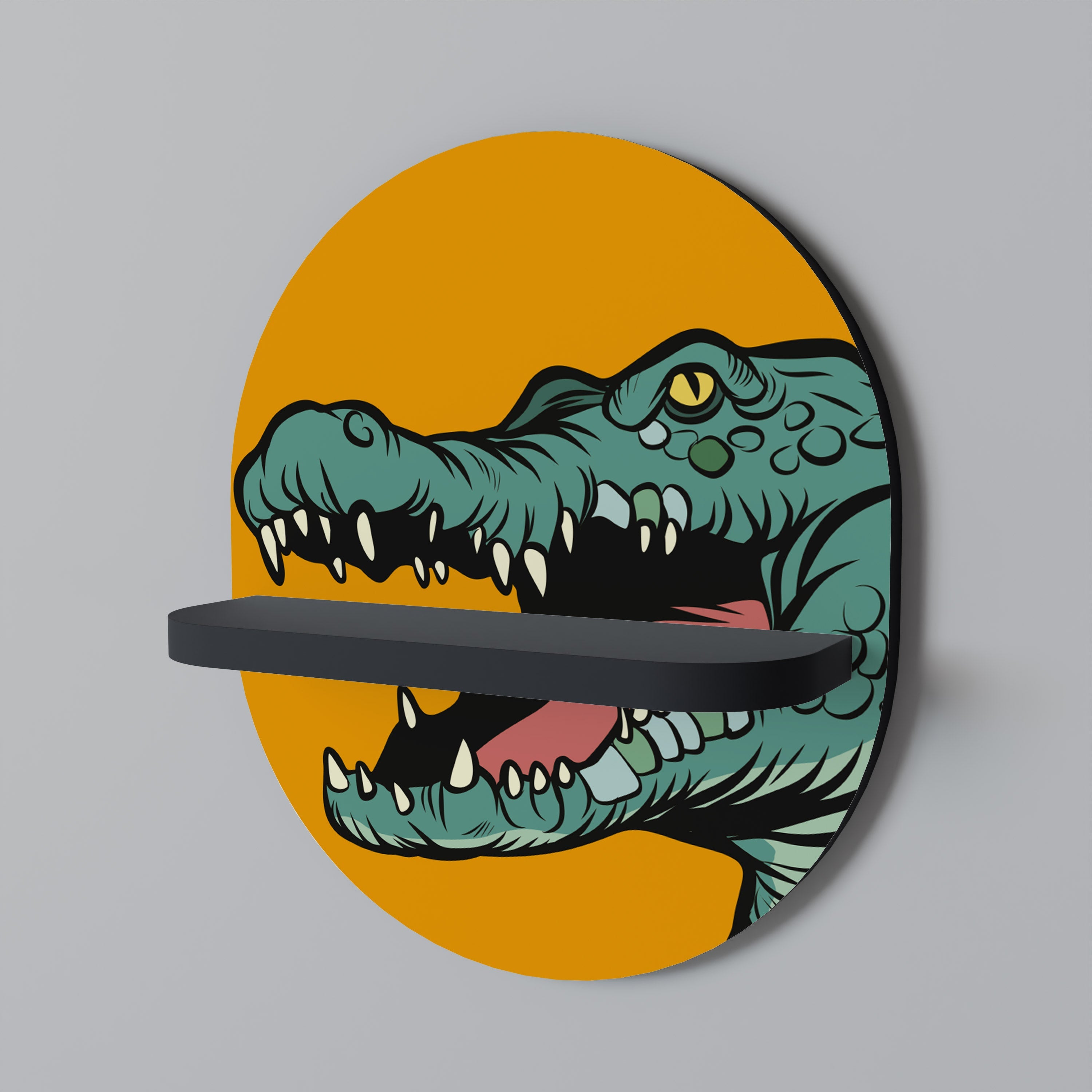 THREATENING GREETING Prateleira Oval Decorativa em Acabamento Preto