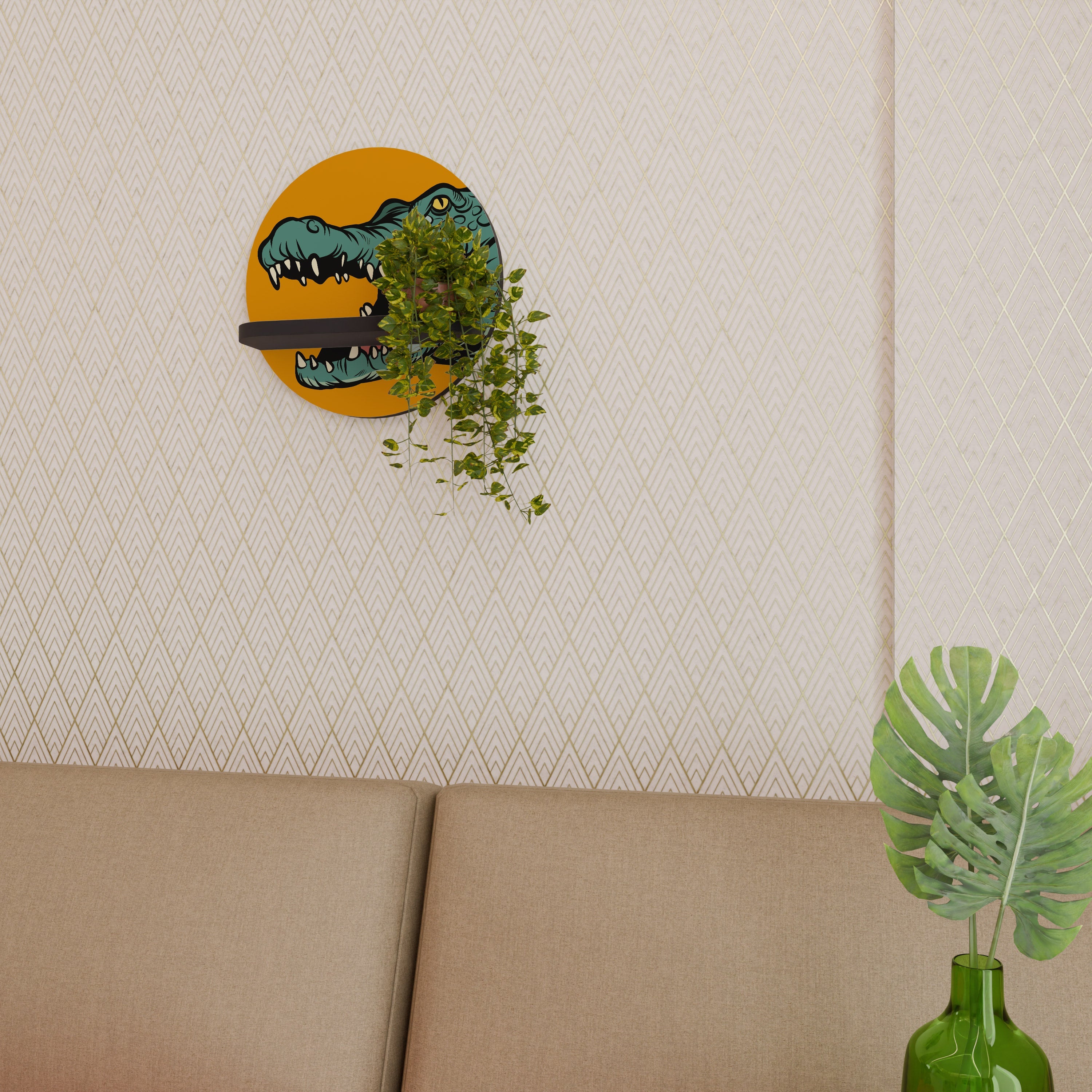 THREATENING GREETING Prateleira Redonda Decorativa em Acabamento Preto