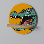 THREATENING GREETING Round Art Shelf In Oak Effect