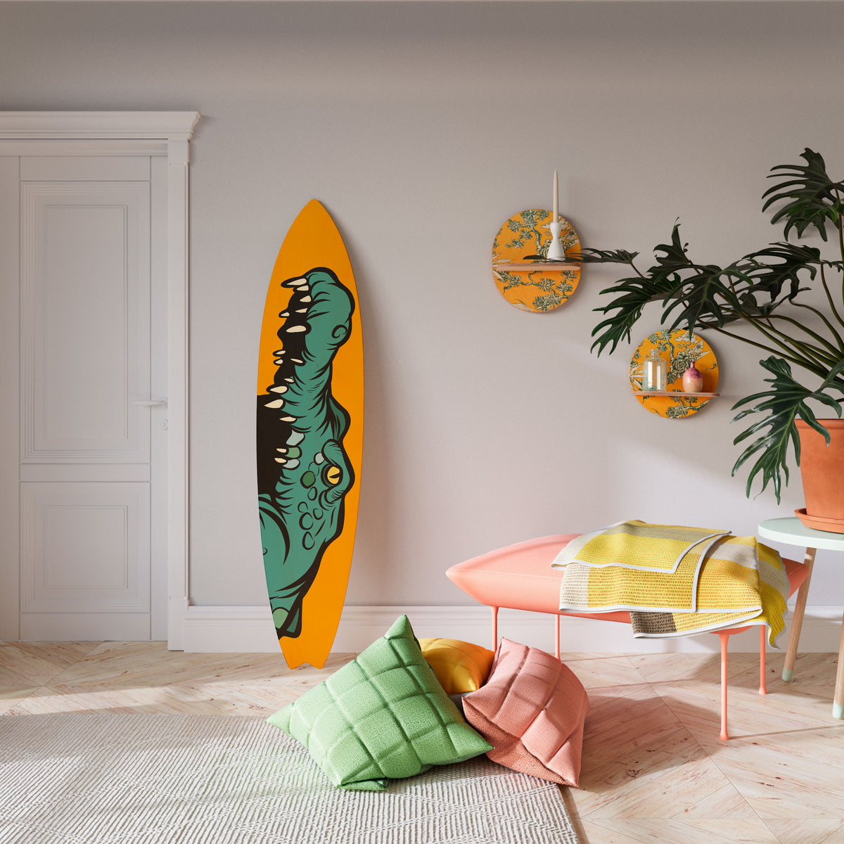 THREATENING GREETING Painel Decorativo Prancha de Surf
