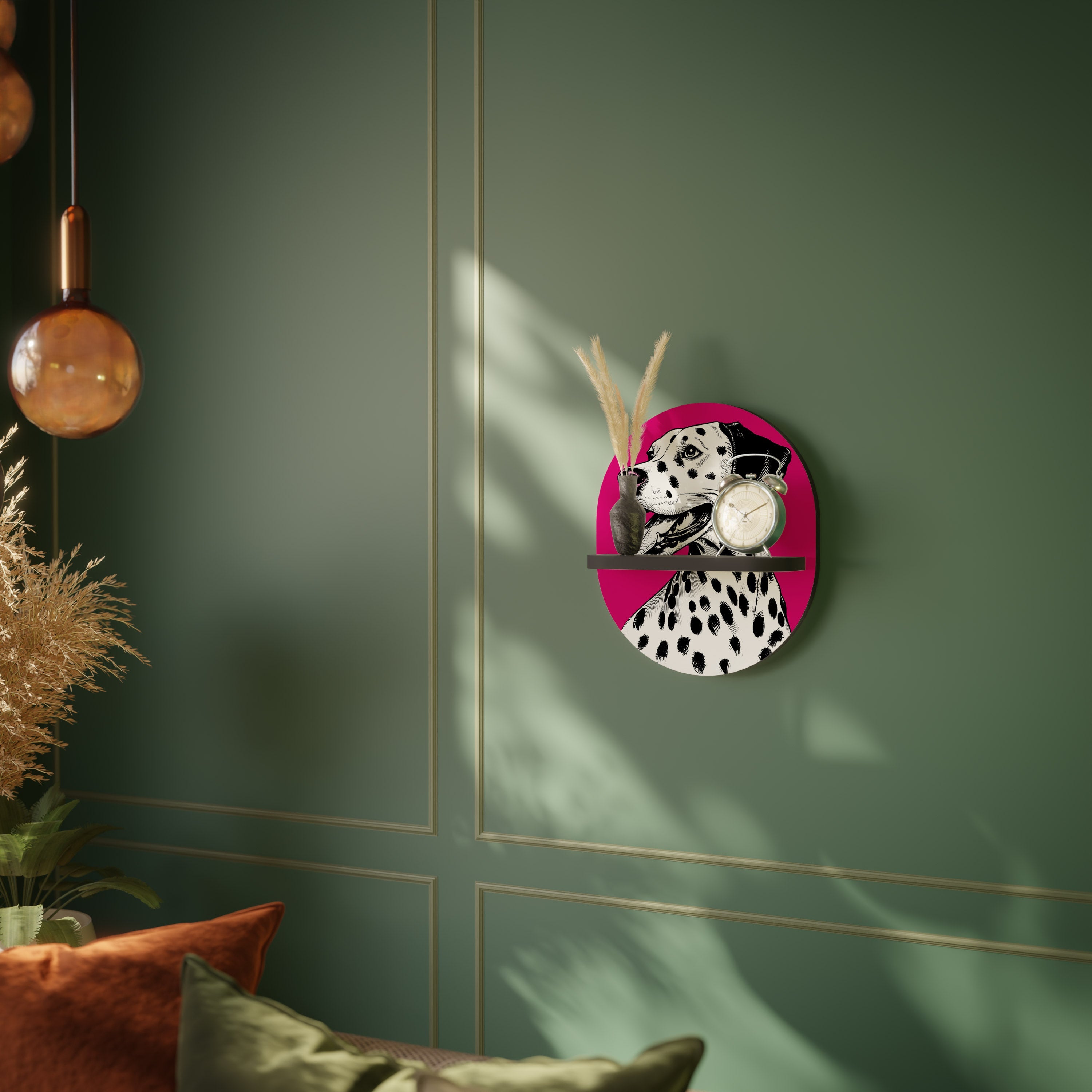 DALMATIAN SMILE Prateleira Oval Decorativa em Acabamento Preto