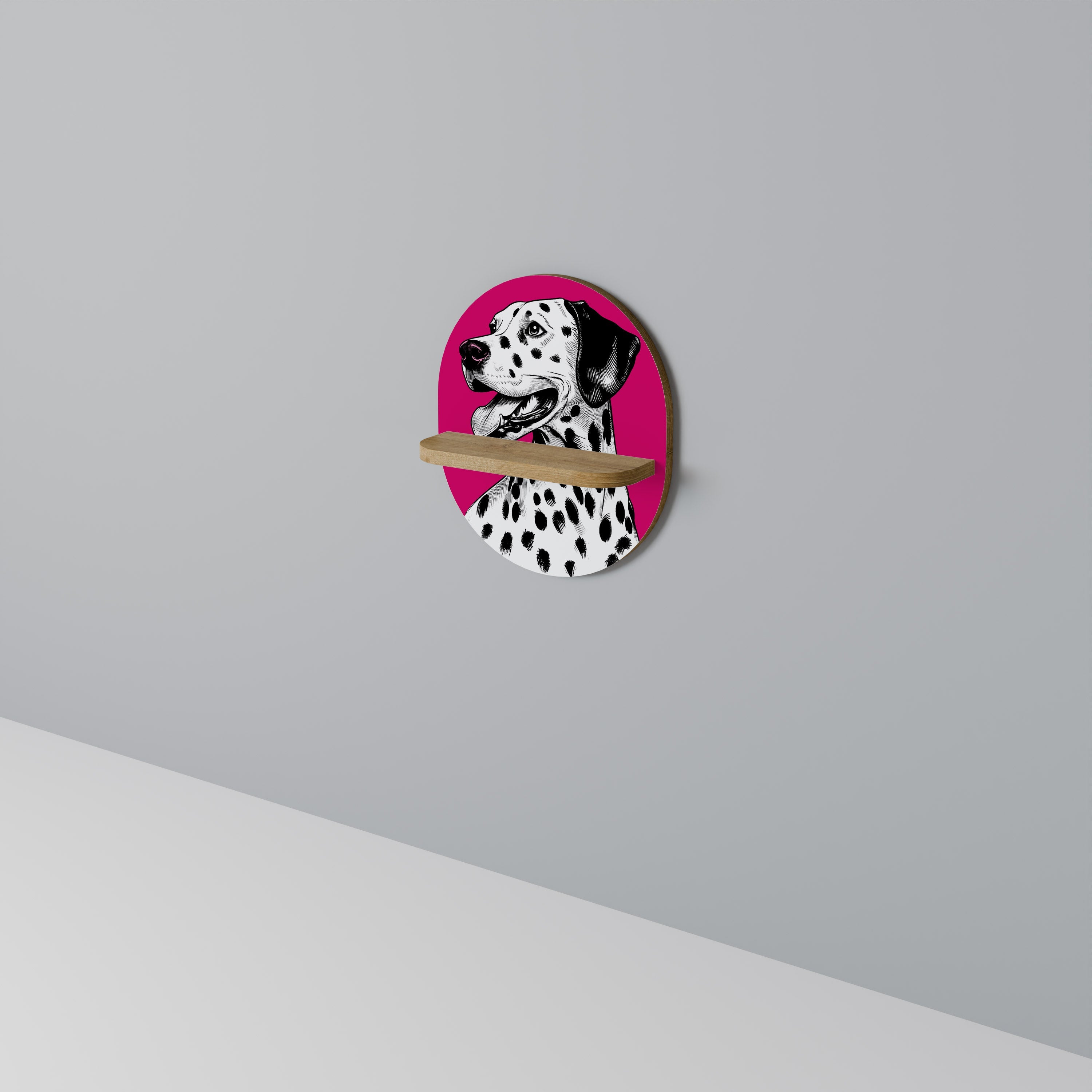 DALMATIAN SMILE Prateleira Oval Decorativa em Efeito Carvalho