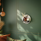 COLORFUL WHITE RABBIT Round Art Shelf In Black Finish