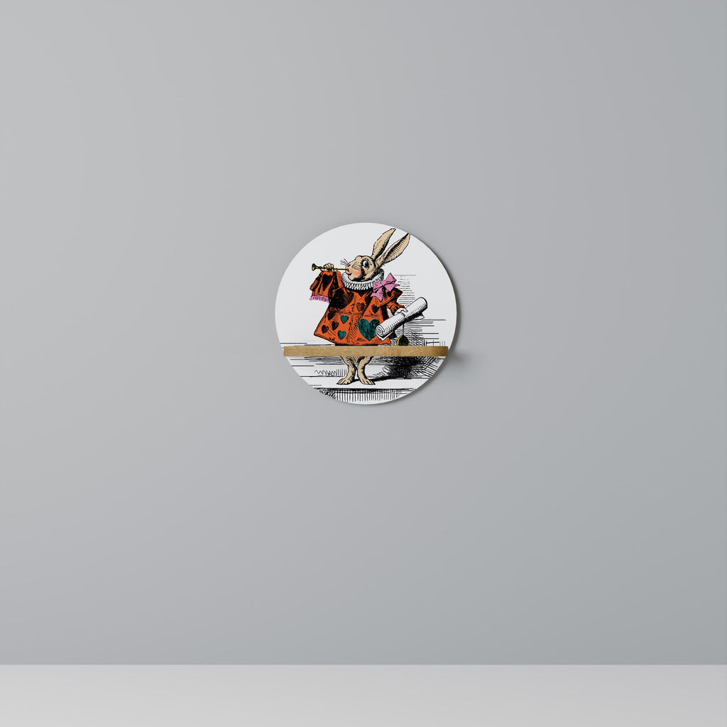 COLORFUL WHITE RABBIT Prateleira Redonda Decorativa em Efeito Carvalho