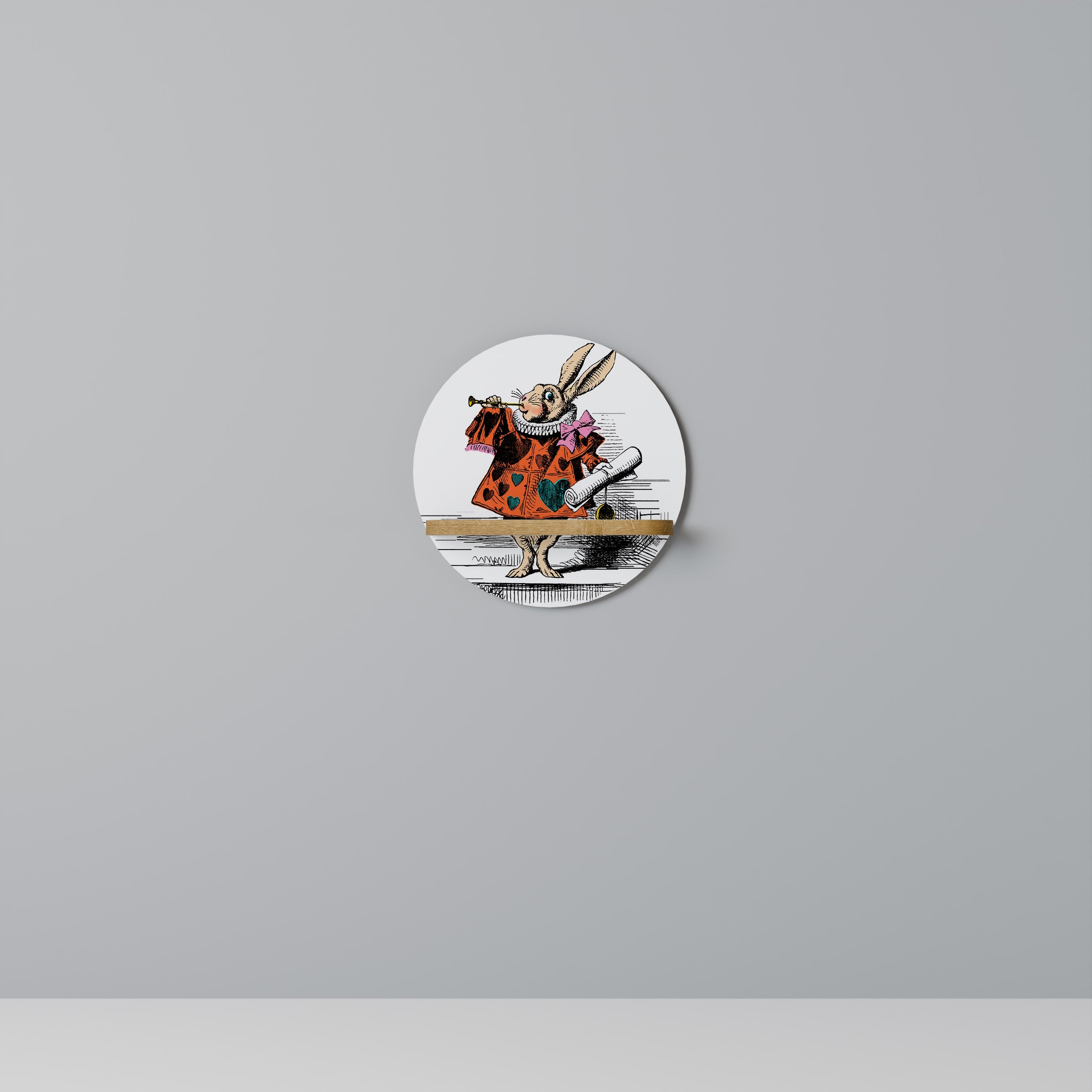 COLORFUL WHITE RABBIT Prateleira Redonda Decorativa em Efeito Carvalho