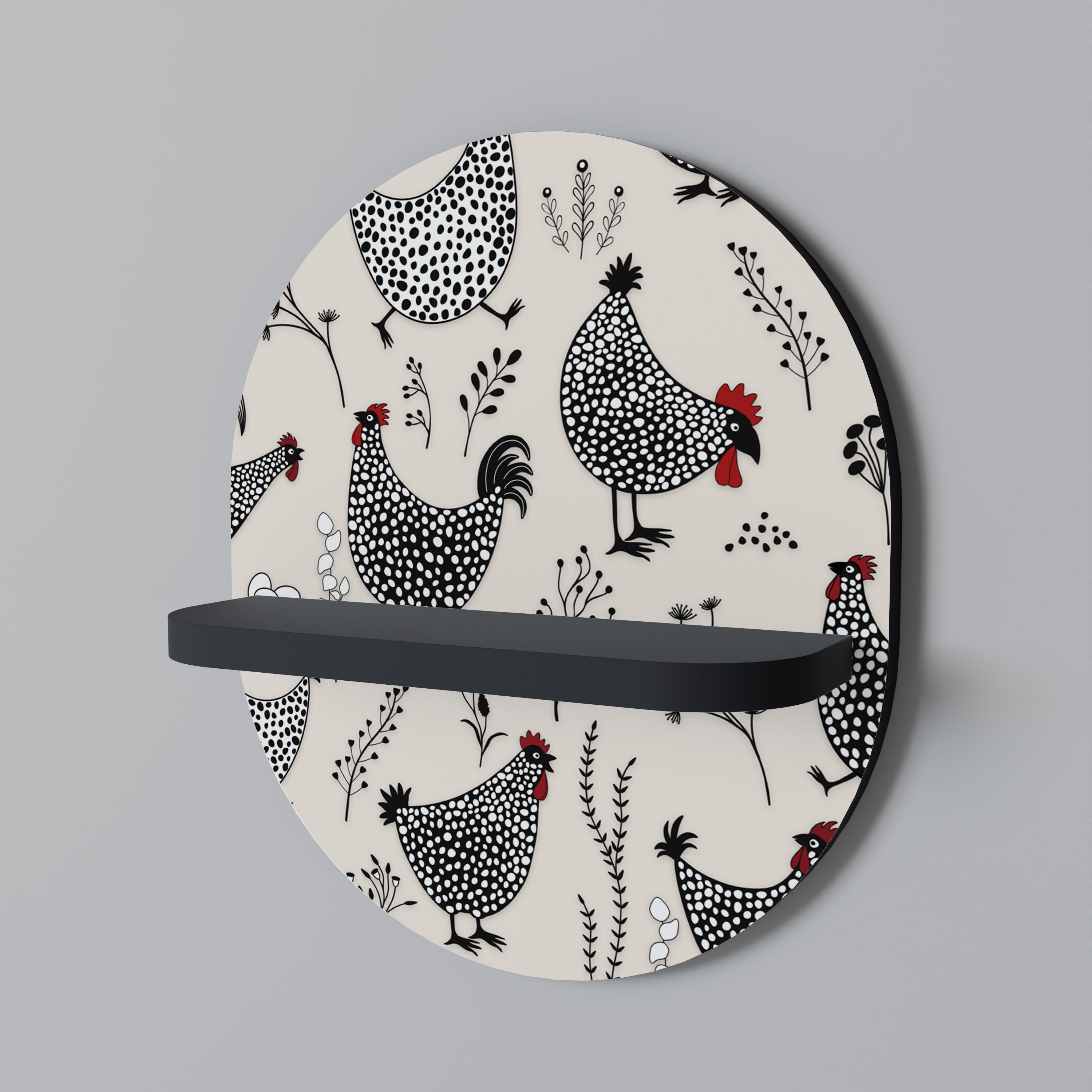 HAPPY HENS Prateleira Oval Decorativa em Acabamento Preto