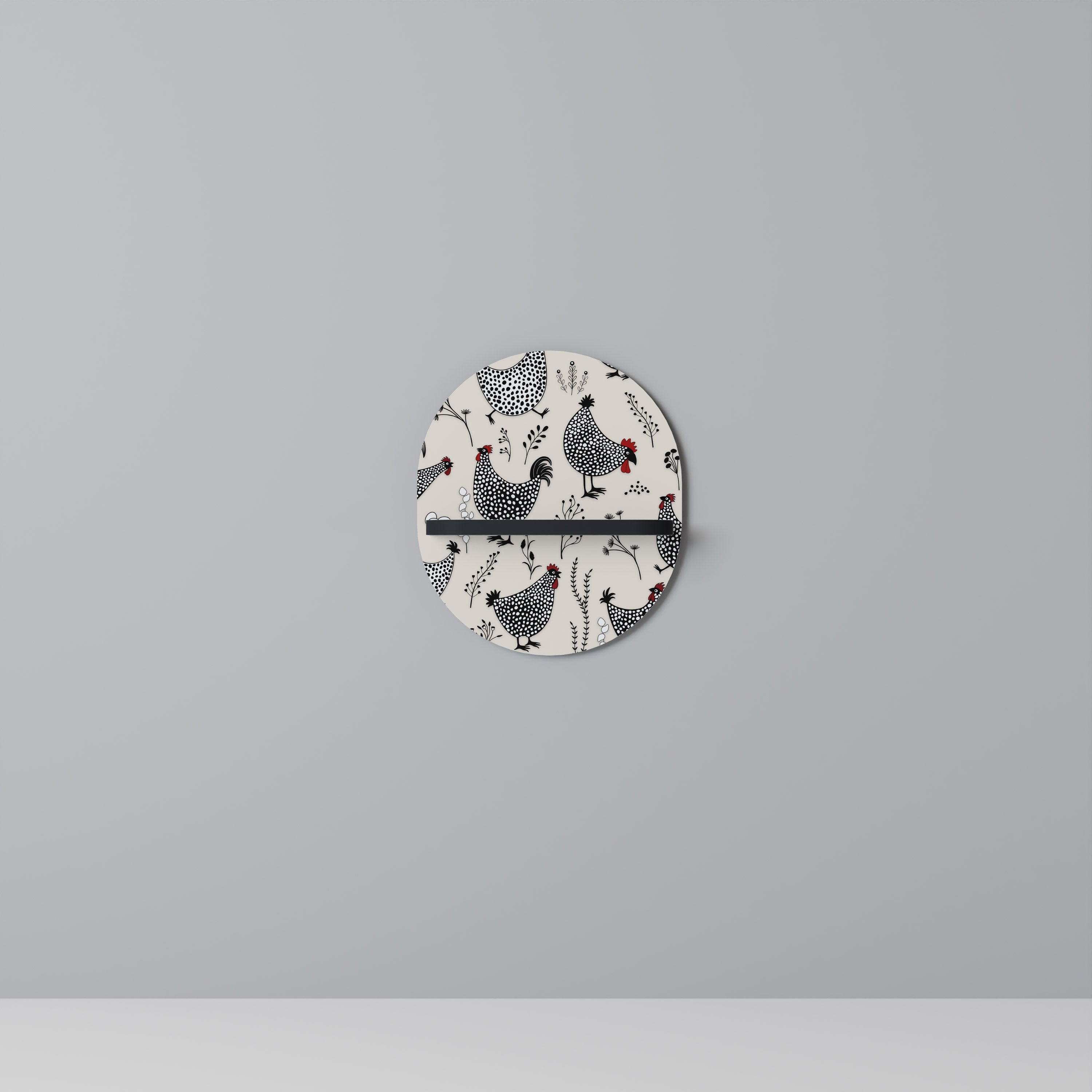 HAPPY HENS Prateleira Oval Decorativa em Acabamento Preto