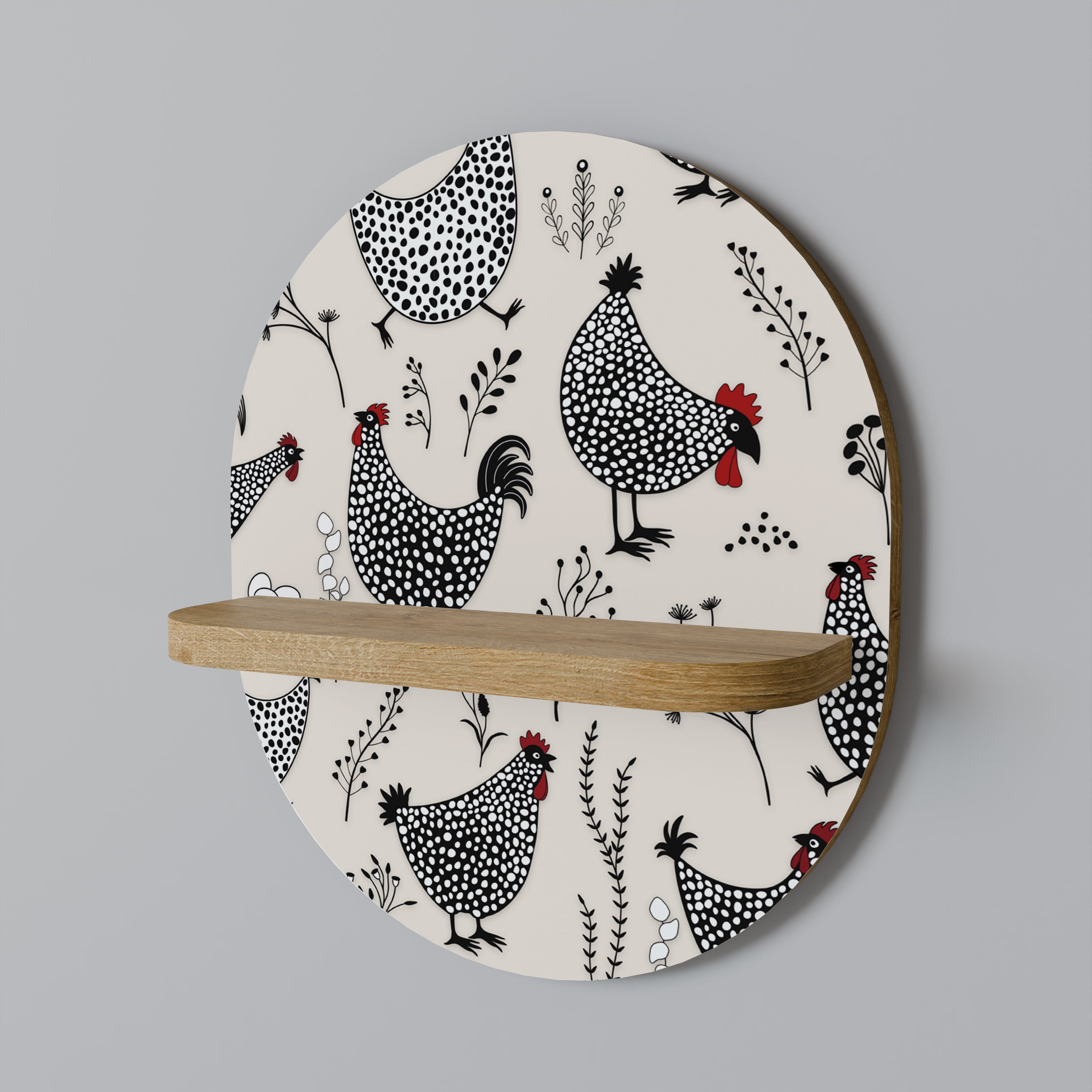 HAPPY HENS Prateleira Oval Decorativa em Efeito Carvalho