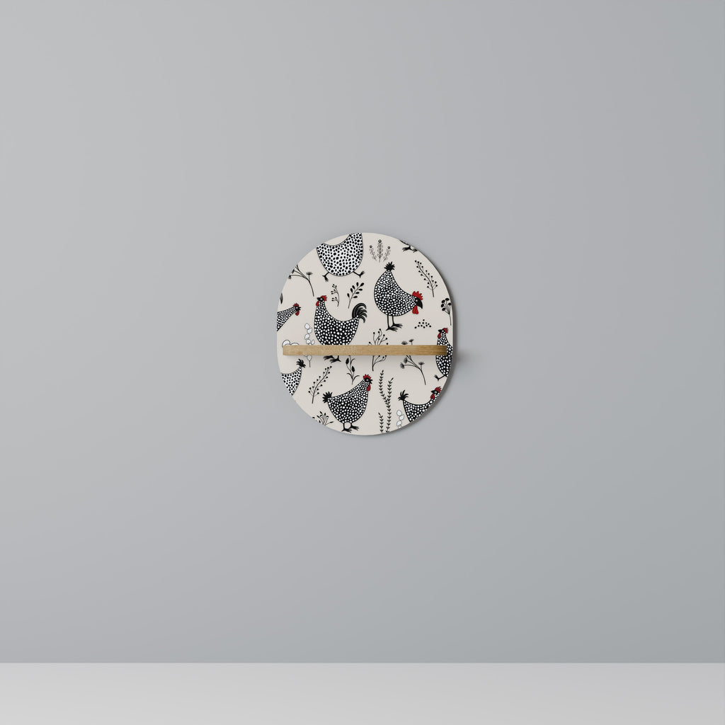 HAPPY HENS Oval Art Shelf In Oak Effect