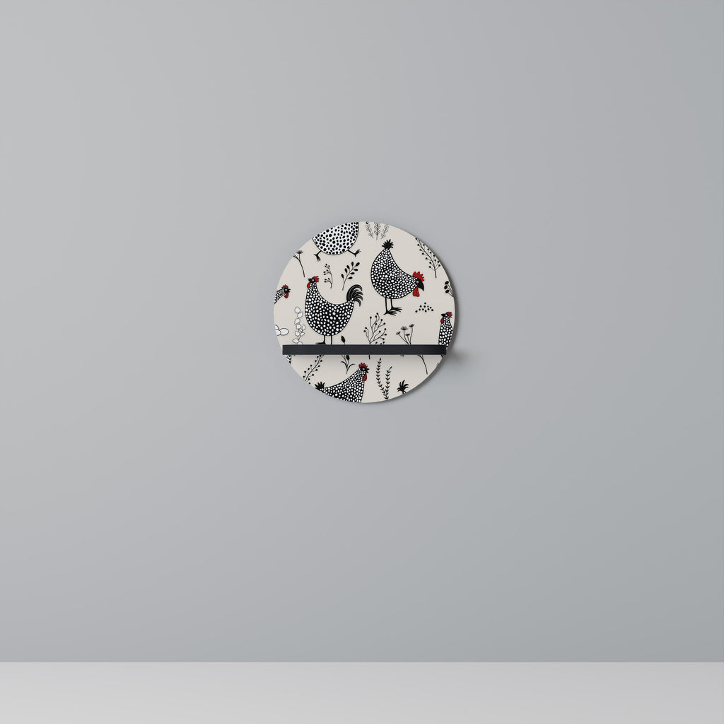 HAPPY HENS Prateleira Redonda Decorativa em Acabamento Preto