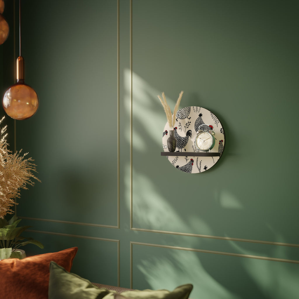 HAPPY HENS Prateleira Redonda Decorativa em Acabamento Preto