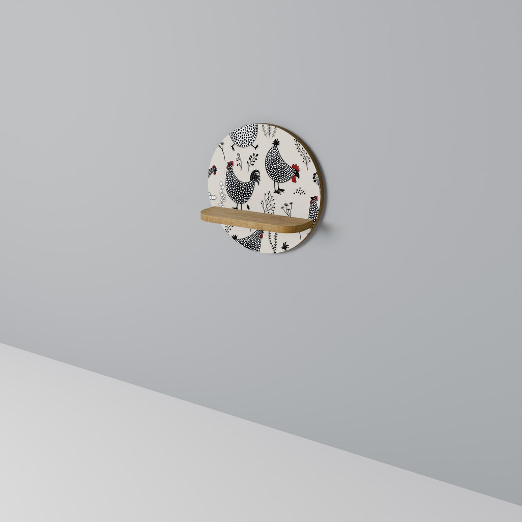 HAPPY HENS Prateleira Redonda Decorativa em Efeito Carvalho