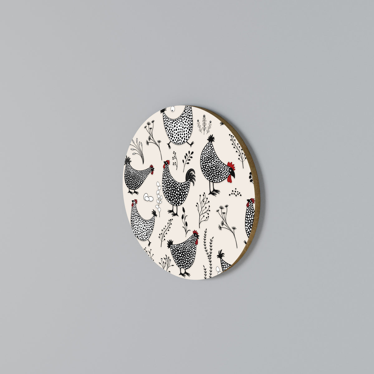 HAPPY HENS Round Wall Art