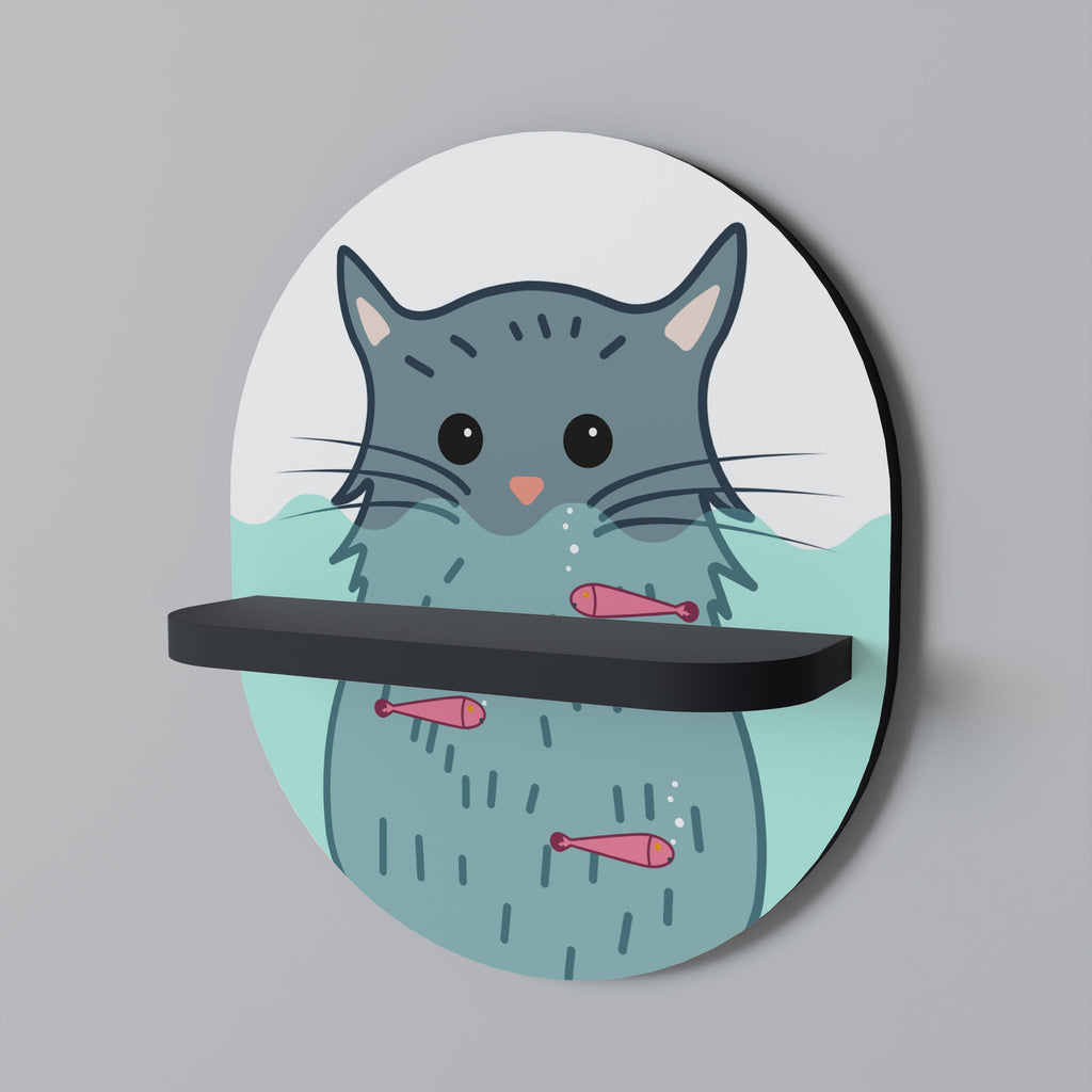 CAT SPLASH Prateleira Oval Decorativa em Acabamento Preto
