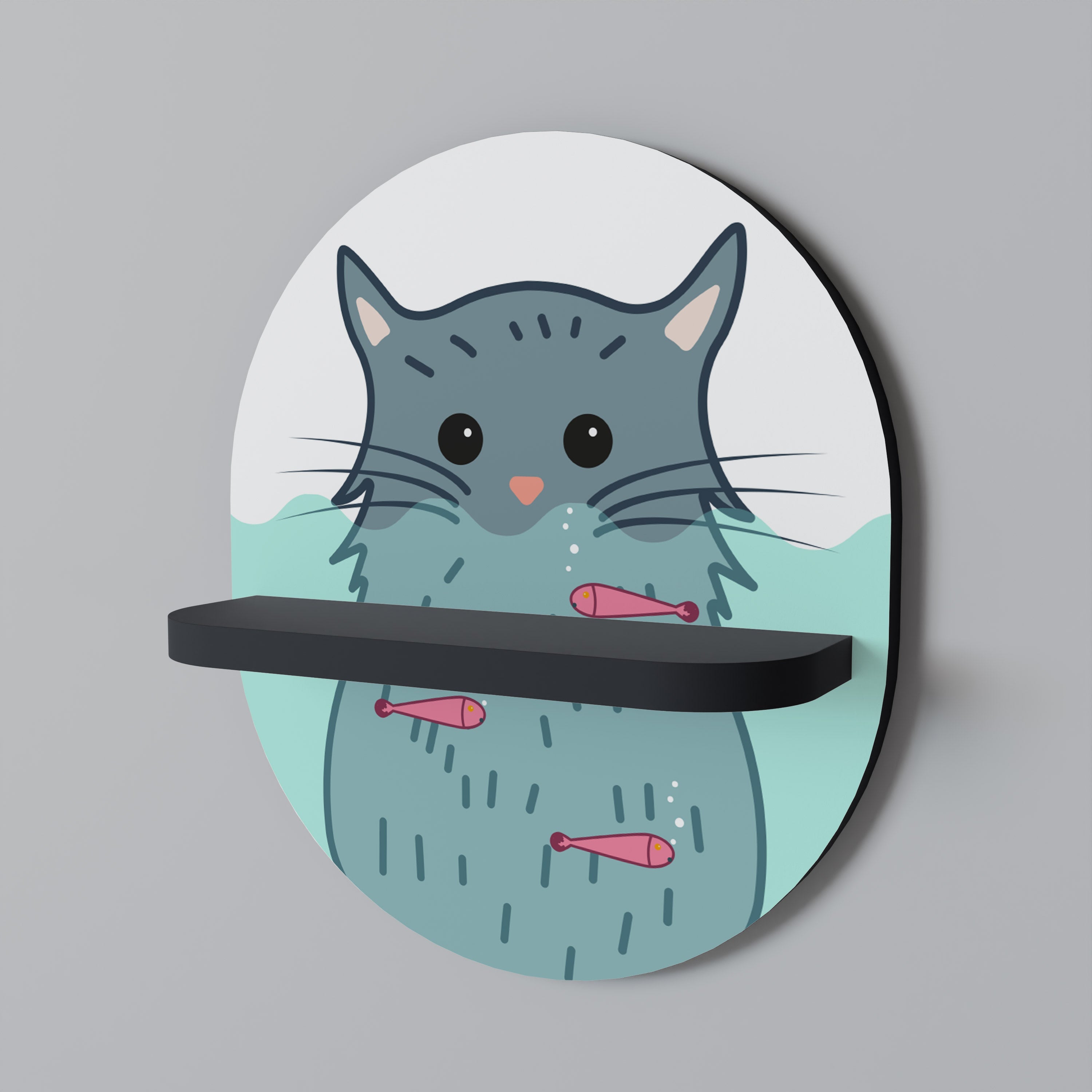 CAT SPLASH Prateleira Oval Decorativa em Acabamento Preto