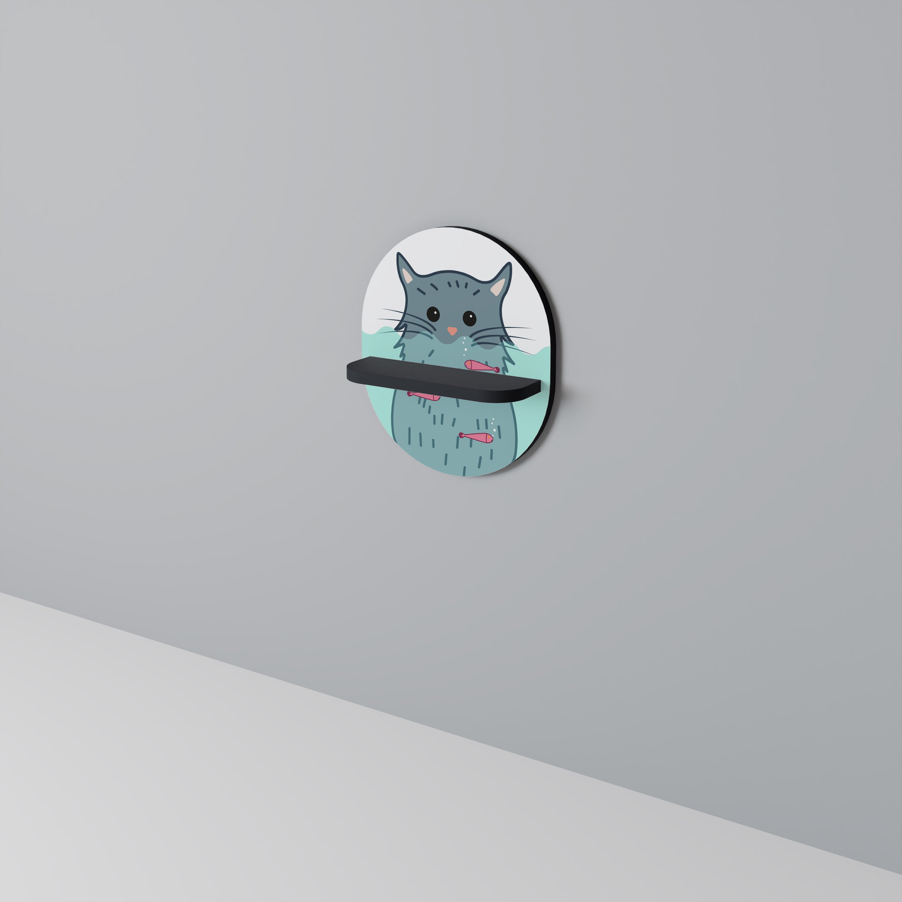 CAT SPLASH Prateleira Oval Decorativa em Acabamento Preto