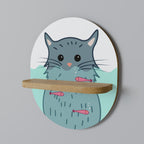 CAT SPLASH Prateleira Oval Decorativa em Efeito Carvalho