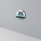 CAT SPLASH Round Art Shelf In Black Finish