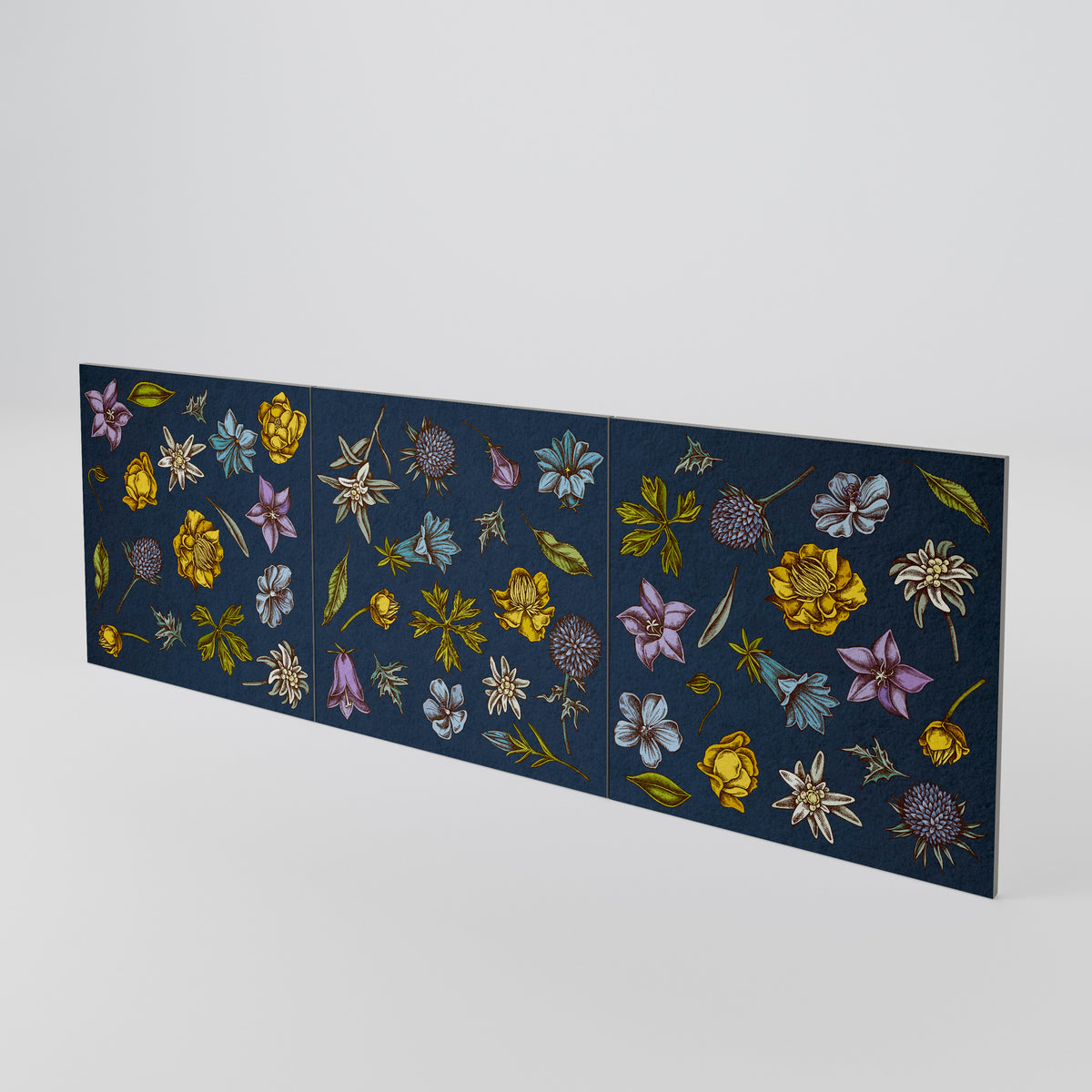 FLOWERS ON NAVY BLUE Conjunto de 3 Portas para Aparador