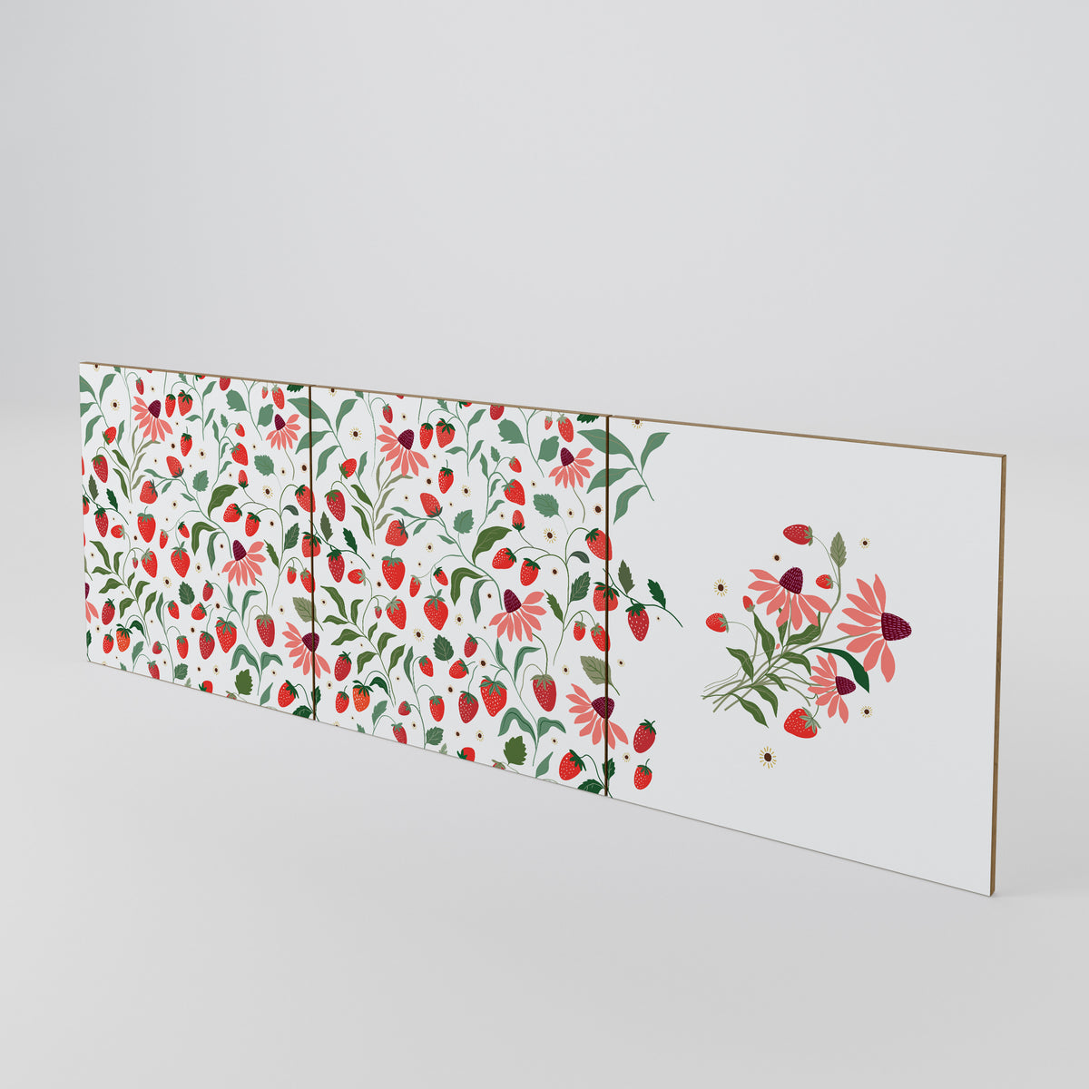 FLOWERS AND STRAWBERRIES Conjunto de 3 Portas para Aparador