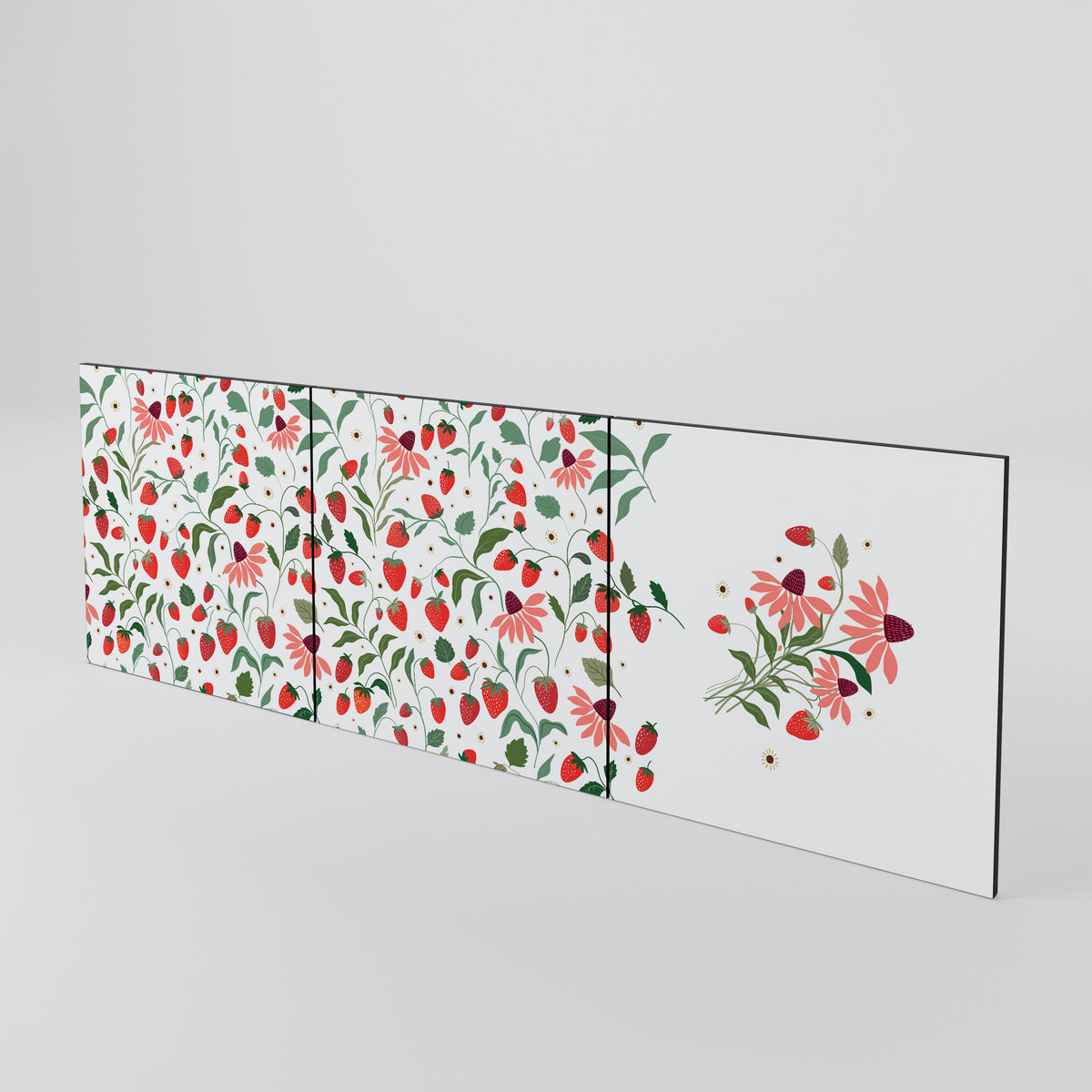 FLOWERS AND STRAWBERRIES Conjunto de 3 Portas para Aparador