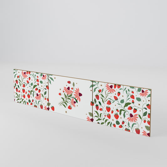 FLOWERS AND STRAWBERRIES Conjunto de 3 Portas para Móvel de TV