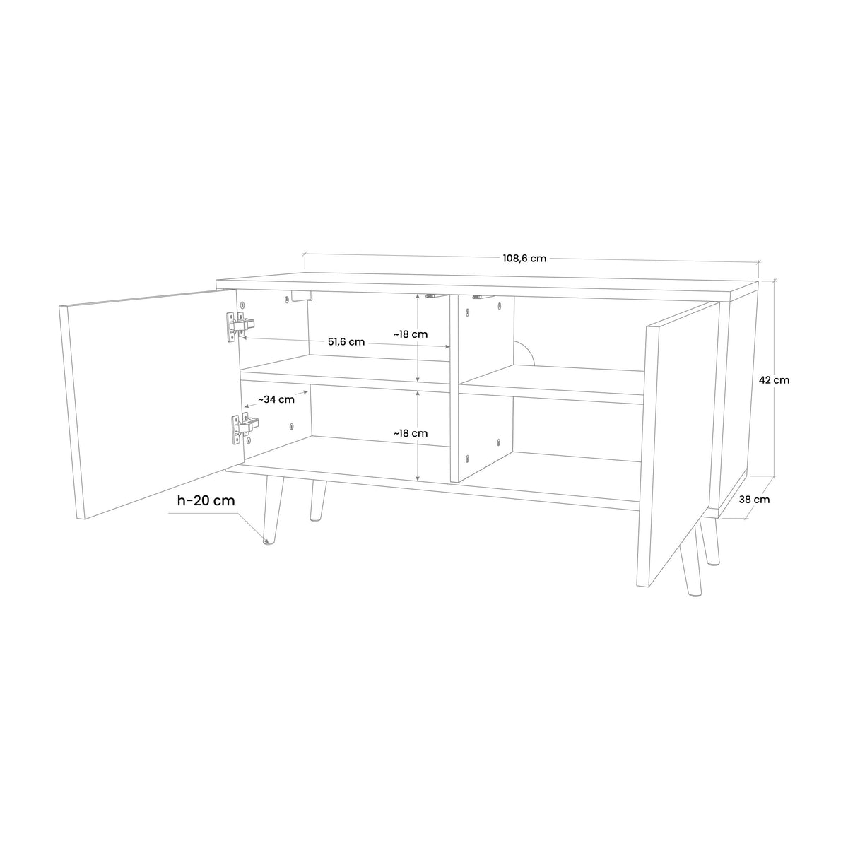 SEE MORE Móvel de TV Compacto de 2 Portas