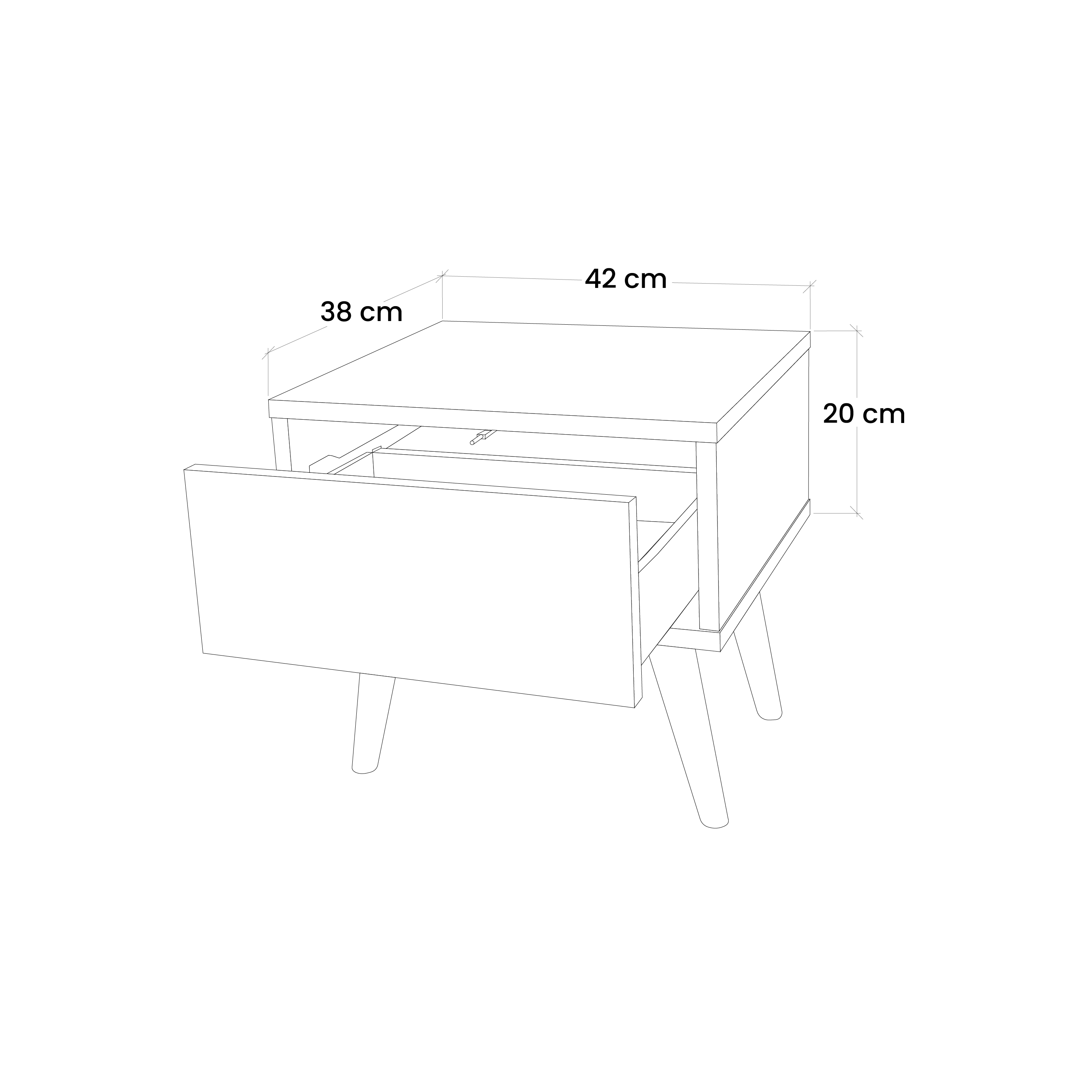 DANDELION AMUSE Nightstand in Black Finish